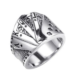 Ring Size 8 925 Silver “Playing Cards” Royal Flush